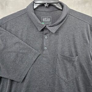 Stio Size XL Polo Shirt Charcoal Gray Short Sleeve Recycled Organic Cotton